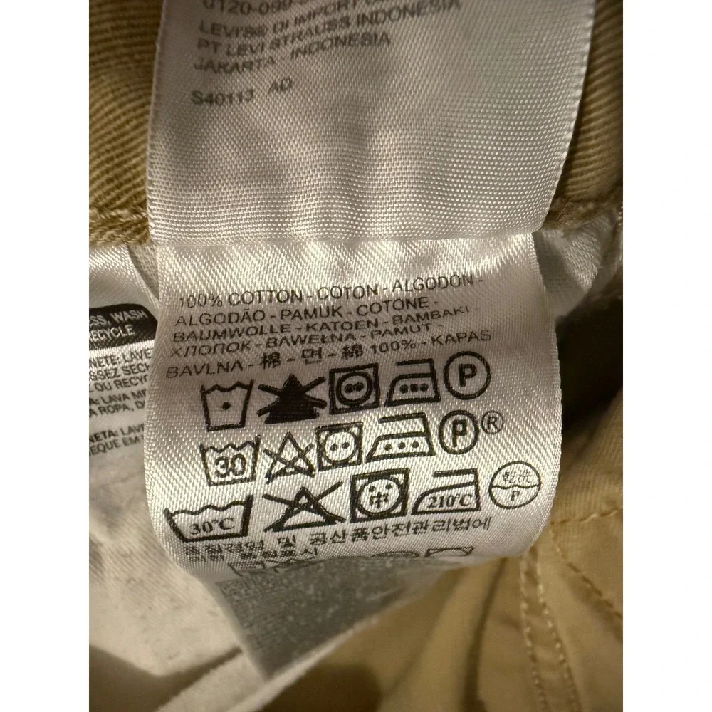 Levi's 514 Straight Fit Pants Mens 28x30 Tan Khaki White Tab Cotton Twill